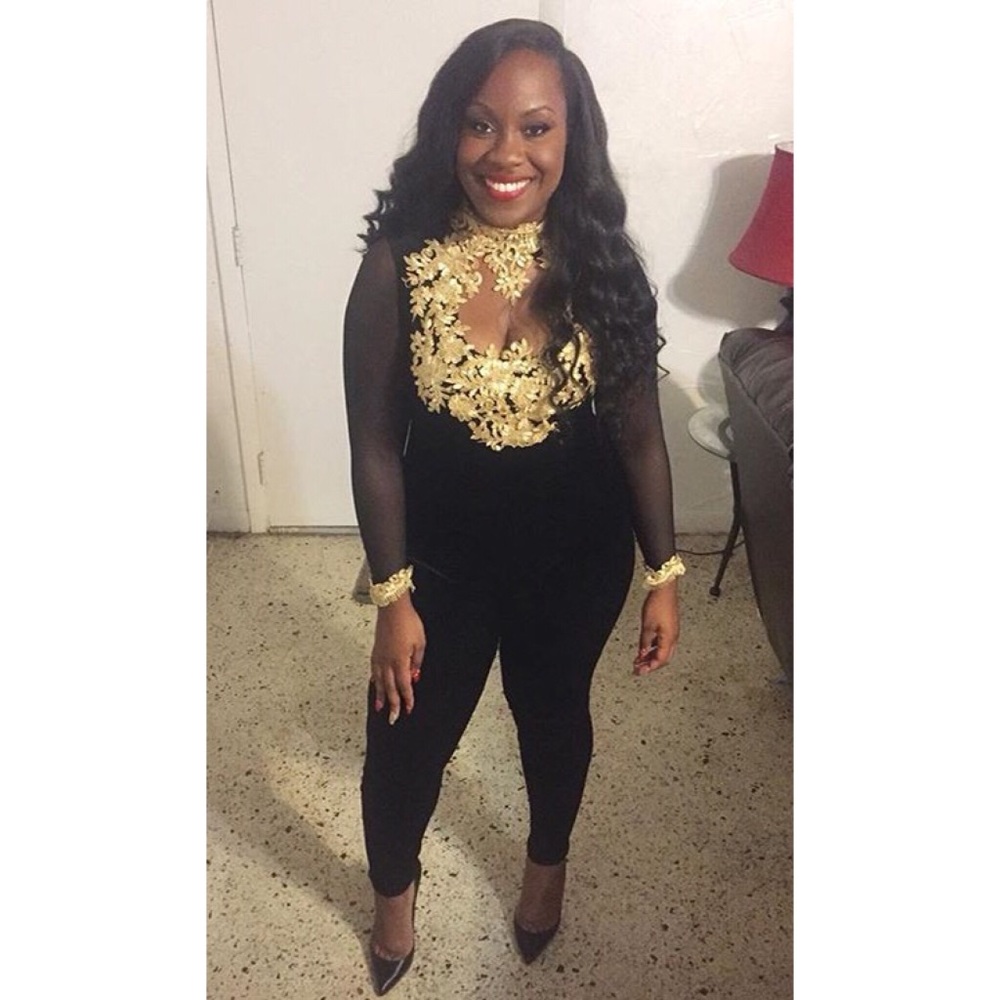 Gold and black jumpsuit romper